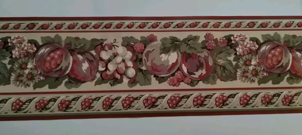 Rosedale Pre-pasted Decorative Wall Border - Fruit Pomegranate Grapes - 5 yds
